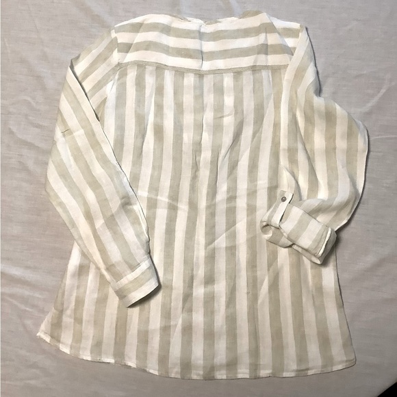 ANTIBES Blanc striped 100% linen shirt. Size M. - Picture 4 of 5